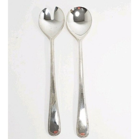 Vintage Brama EP on Zinc Silverplate Serving Fork Spoon salad set 9.5" flatware - Picture 1 of 8
